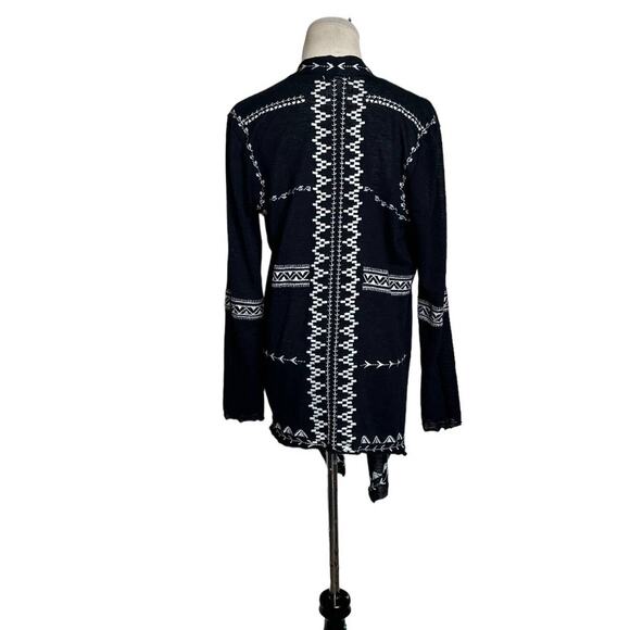 Haute Project Los Angeles black white embroidered asymmetrical cardigan size M - Picture 2 of 7